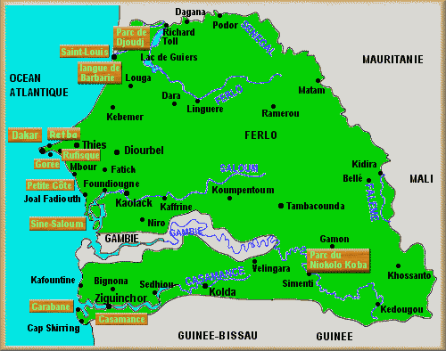 le carte du senegal
